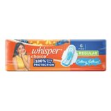 Whisper Choice Wings Sanitary Pads Regular, 6 Count