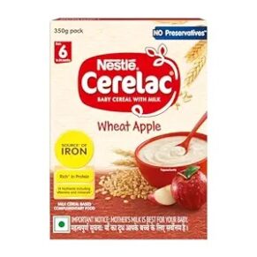 CERELAC Baby Food Cereal | No Preservatives | Wheat Apple for 6 to 24 Months Baby | Source of Iron & Protein for Babies | Instant Cereal | 350g (Weight may vary upwards)