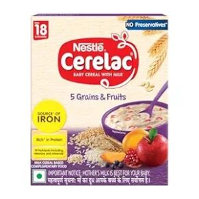 CERELAC Baby Food Cereal | No Preservatives | 5 Grains & Fruits for 18 to 24 Months Baby | Source of Iron & Protein for Babies | Instant Cereal | 300g