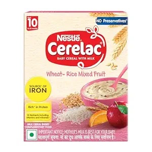 CERELAC Baby Food Cereal | No Preservatives | Wheat Rice Mixed Fruit for 10 to 24 Months Baby | Source of Iron & Protein for Babies | Instant Cereal | 300g - Image 2