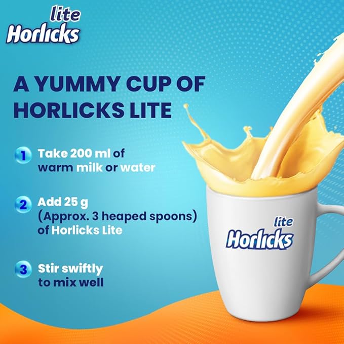 Horlicks Lite 450g, Scientifically designed for Adults |High Protein, Zero added sugar | Malt Flavor - Image 6