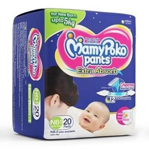 MamyPoko Pants Extra Absorb Diapers, New Born Pack of 20
