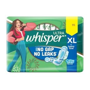 Whisper Ultra Upto No Gap No Leaks Sanitary Pads, 6 XL Pads,
