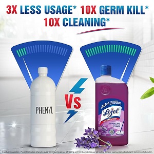 Lizol Disinfectant Surface & Floor Cleaner Liquid, Lavender - 1L | Kills 99.9% Germs | India's #1 Floor Cleaner - Image 4