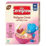 CEREGROW Multigrain Cereal with Milk & Fruits, NO Refined Sugar, from 2-6 Years, with Iron,