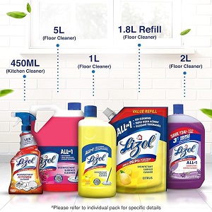 Lizol Disinfectant Surface & Floor Cleaner Liquid, Citrus - 1 Litre | Suitable for All Floor Cleaner Mops | Kills 99.9% Germs| India's #1 Floor Cleaner - Image 5