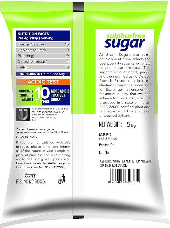 Uttam Sugar Sulphurfree Sugar, 5kg - Image 2