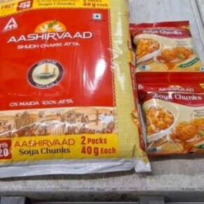 aashirwad aata 5kg Free 2 Pack Soya Chunk Worth Rs20