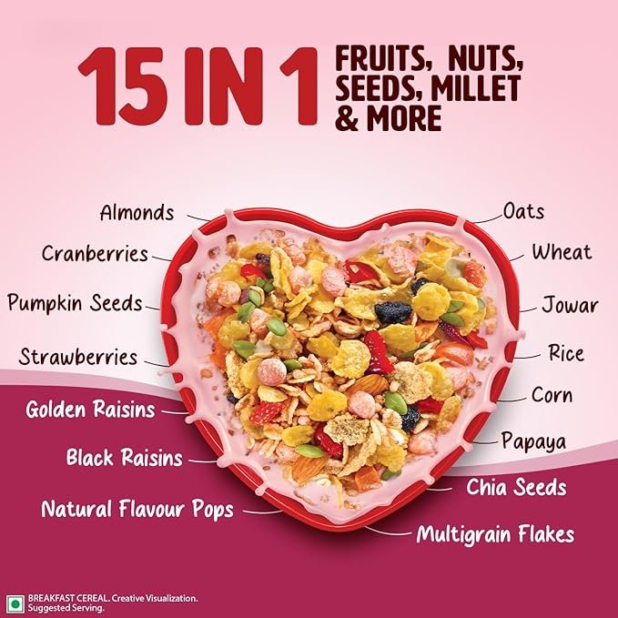 Saffola Muesli Fruit & Nut Berry Crunch with Flavour Pops - Image 2